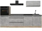 Vicco K&uuml;chenzeile, Grau, Honigeiche, Holzwerkstoff, Rechteckig, 280x143x60 cm,
