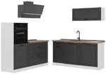 Vicco K&uuml;chenzeile, Anthrazit, Wei&szlig;, Holzwerkstoff, Rechteckig, 160x143x60 cm,
