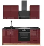 Vicco Singlek&uuml;che, Bordeaux, Eiche, Holzwerkstoff, Rechteckig, 190x206.8x60 cm,