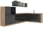 Vicco Eckk&uuml;che, Anthrazit, Eiche, Holzwerkstoff, Rechteckig, 347x143x60 cm,...