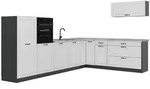 Vicco Eckk&uuml;che, Wei&szlig;, Anthrazit, Holzwerkstoff, Rechteckig, 327x143x60 cm,...