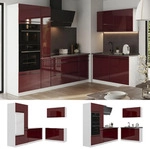 Vicco Eckk&uuml;che, Rot, Wei&szlig;, Holzwerkstoff, Formgebogen, 230x206.8x60 cm,...