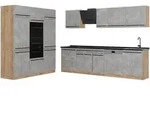 Vicco K&uuml;chenzeile, Grau, Eiche, Holzwerkstoff, Rechteckig, 180x206.8x60 cm,...