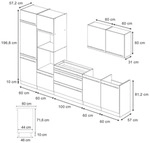 Vicco K&uuml;chenzeile, Grau, Honigeiche, Holzwerkstoff, Rechteckig, 340x206.8x60...