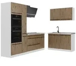 Vicco Eckk&uuml;che, Eiche Artisan, Wei&szlig;, Holzwerkstoff, Formgebogen, 230x206.8x60...