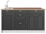Vicco K&uuml;chenblock, Anthrazit, Wei&szlig;, Holzwerkstoff, Rechteckig, 150x81.2x60 cm,