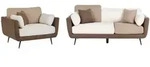 Beliani Sofa-Set, Hellbraun, Braun, Wei&szlig;, Textil, 4-Sitzer, 185x89x83 cm,