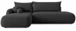 Sofnet Ecksofa, Schwarz, Kunststoff, 6-Sitzer, Ottomane links,L-Form, 300x187...