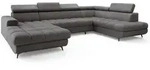 Masseno Wohnlandschaft, Grau, Holz, 6-Sitzer, U-Form, 345x88x190 cm, Wohnzimmer,