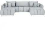 WFL Group Ecksofa, Hellgrau, Textil, 4-Sitzer, L-Form, 382x184 cm, Wohnzimmer,...