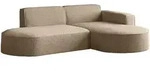 WFL Group Ecksofa, Hellbraun, Textil, 3-Sitzer, rechts montierbar,L-Form,...