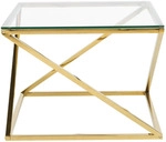 Beliani Couchtisch, Transparent, Gold, Glas, 60x45x60 cm, Wohnzimmer,