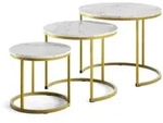 Vicco Couchtisch-Set, Wei&szlig;, Gold, Holzwerkstoff, Rund, 55x44.5x55 cm,...