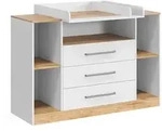 Vicco Wickelkommode, Wei&szlig;, Honigeiche, Holzwerkstoff, 2 F&auml;cher, 3 Schubladen,