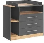 Vicco Wickelkommode, Anthrazit, Honigeiche, Holzwerkstoff, 1 F&auml;cher, 3...