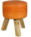 Kadima Design Sitzhocker, Braun, Holz, Echtholz,Mangoholz, Rund, Stativgestell,