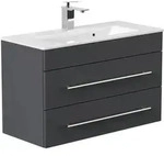 Mid.you Waschtischkombi, Graphit, Metall, 2 Schublade(n) Schubladen, 80.4 cm,