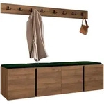 Mirjan24 Garderoben-Set, Nussbaum, Gr&uuml;n, Kunststoff, 168x42x46 cm, Garderobe,