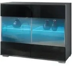 Vladon Kommode, Schwarz Hochglanz, Holzwerkstoff, 92.5x75.5x35 cm, Wohnzimmer,