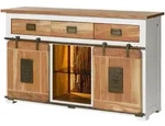Massivmoebel24 Sideboard, Wei&szlig;, Holz, Echtholz,Mangoholz, 3 F&auml;cher, 3...