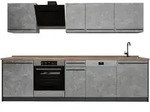 Vicco K&uuml;chenzeile, Grau, Anthrazit, Holzwerkstoff, Rechteckig, 280x206.8x60 cm,