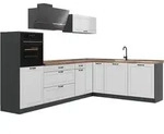 Vicco Eckk&uuml;che, Wei&szlig;, Anthrazit, Holzwerkstoff, Formgebogen, 287x206.8x60 cm,
