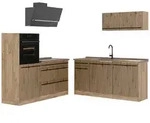 Vicco K&uuml;chenzeile, Eiche Artisan, Eiche, Holzwerkstoff, Rechteckig, 160x143x46...