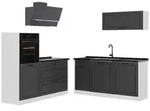 Vicco K&uuml;chenzeile, Anthrazit, Wei&szlig;, Holzwerkstoff, Rechteckig, 160x143x46 cm,
