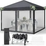 Faltpavillon, Anthrazit, Textil, 300x245x300 cm, Sonnenschutz & Sichtschutz,