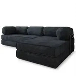 Masseno Ecksofa, Schwarz, Textil, 4-Sitzer, L-Form, 270x160 cm, Wohnzimmer, Sofas &