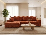 WFL Group Ecksofa, Terracotta, Textil, 3-Sitzer, links montierbar,L-Form, 285x155 cm,