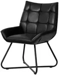 Massivmoebel24 Stuhl, Schwarz, Leder, Echtholz, 61x89x65 cm, Esszimmer, St&uuml;hle,