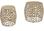 Kadima Design Beistelltisch, Gold, Metall, Rund,Rund, 46x42x46 cm, Wohnzimmer,