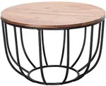 Kadima Design Couchtisch, Braun, Metall, Echtholz,Sheesham, Rund,Rund, Gittergestell,