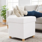 Relaxdays Hocker, Wei&szlig;, Textil, Holzwerkstoff, 38x38x38 cm, Wohnzimmer, Hocker,