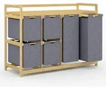 W&auml;schekorb, Grau, Naturmaterialien, 41.5x77x105 cm, Ordnen & Aufbewahren,