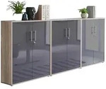 B&uuml;rom&ouml;belset, Eiche, Anthrazit, Holz, 253.2x113.6x33 cm, Arbeitszimmer,