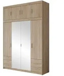 Mirjan24 Kleiderschrank, Sonoma Eiche, Holzwerkstoff, 6 Schubladen, Rechteckig,