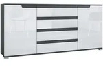 Vladon Sideboard, Wei&szlig; Hochglanz, Holzwerkstoff, 166.5x75.5x35 cm, Wohnzimmer,
