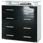 Vladon Kommode, Schwarz Hochglanz, Holzwerkstoff, 76x81x35 cm, Wohnzimmer,...