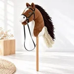 Relaxdays Steckenpferd, Dunkelbraun, Holz, Textil, 12x71x29 cm, Spielzeug,