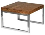 Kadima Design Beistelltisch, Braun, Metall, Echtholz, Quadratisch,Quadratisch, Kufe,