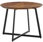 Kadima Design Couchtisch, Braun, Metall, Echtholz,Sheesham, Rund,Rund, Stativgestell,