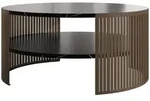 Mirjan24 Couchtisch, Braun, Schwarz, Metall, Rund, 75x40x75 cm, Wohnzimmer,