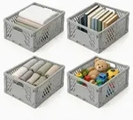 Relaxdays Klappbox, Grau, Kunststoff, 29x12x21 cm, Ordnen & Aufbewahren,