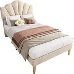 Stilvora Polsterbett, Beige, Metall, 1-Zonen, 90x200 cm, Schlafzimmer, Betten,