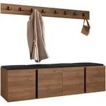 Mirjan24 Garderoben-Set, Nussbaum, Schwarz, Kunststoff, 168x42x46 cm, Garderobe,