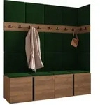 Mirjan24 Garderoben-Set, Nussbaum, Gr&uuml;n, Kunststoff, 168x186x46 cm, Garderobe,