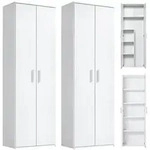 Mokebo Mehrzweckschrank, Wei&szlig;, Holzwerkstoff, 8 F&auml;cher, 60x180x34 cm,...