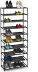 Relaxdays Schuhregal, Schwarz, Metall, Textil, Kunststoff, 62x150x28 cm, Garderobe,